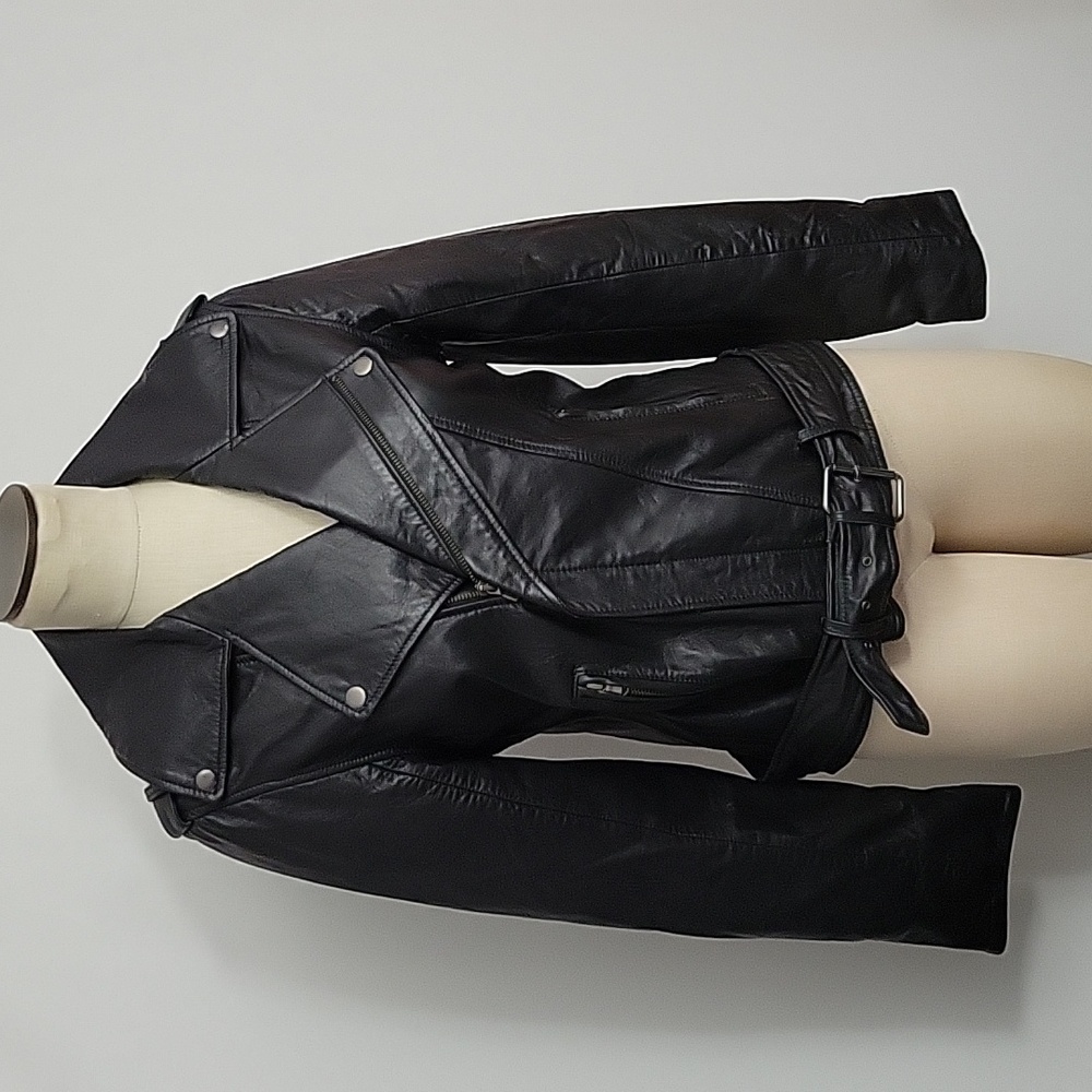 NWT Kenna T Ladies Real Leather Biker Jacket Size Large Fits 4-6